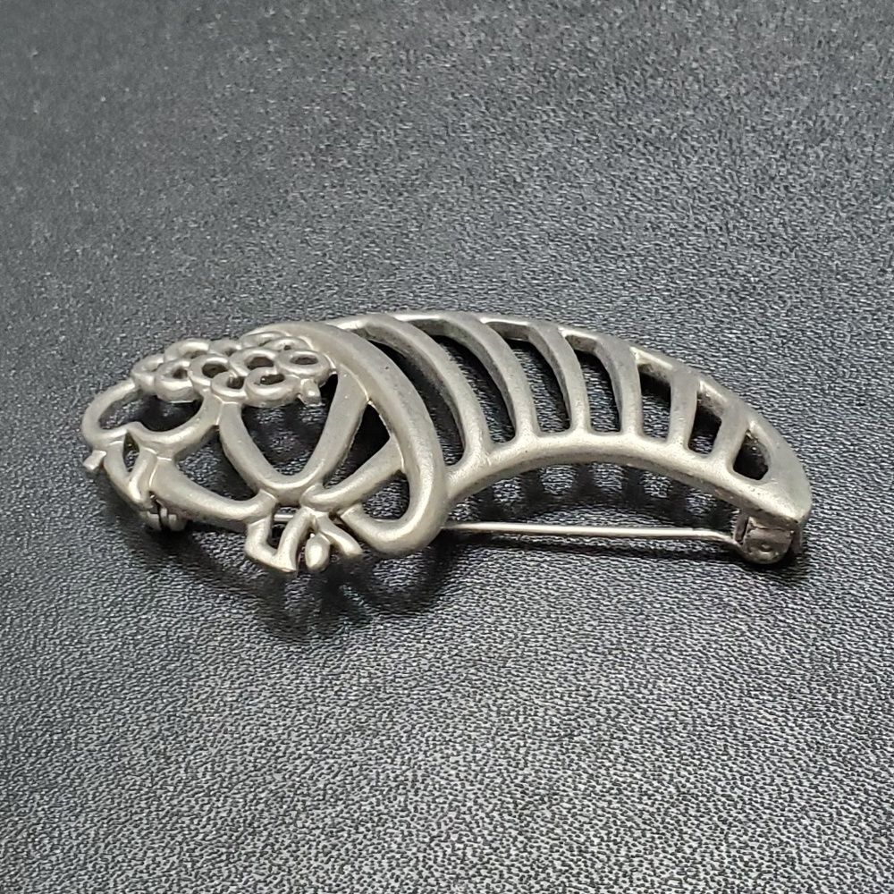 Silver Tone Fall Cornucopia Brooch - image 4